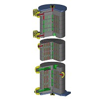 Different sections of a graphite continuous reactor